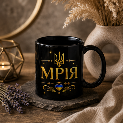 "Мрія" Ukraine Pride Black Ceramic Mug